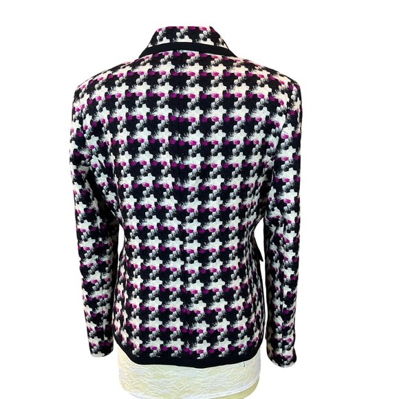 Louben Bracelet Sleeve Bold Houndstooth Tweed Lined VTG Jacket Pink Accents 12 - Picture 6 of 12